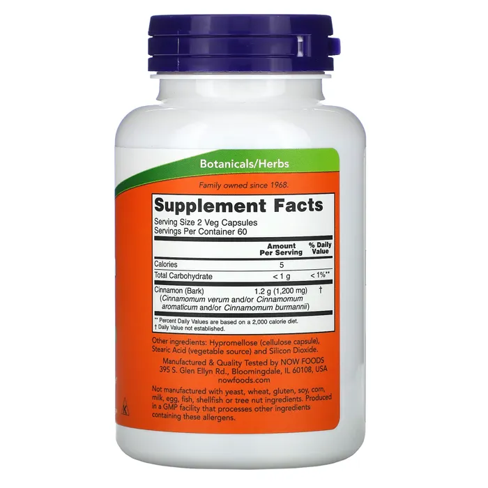 کپسول گیاهی دارچین ناو NOW Foods, Cinnamon Bark
