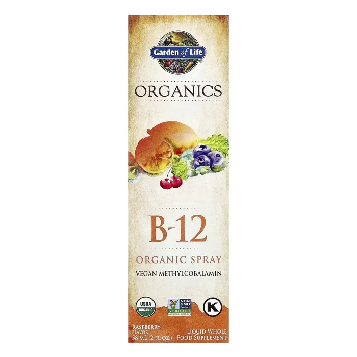 اسپری ارگانیک ویتامین B-12 توت‌فرنگی (Organics, B-12 Organic Spray, Raspberry)