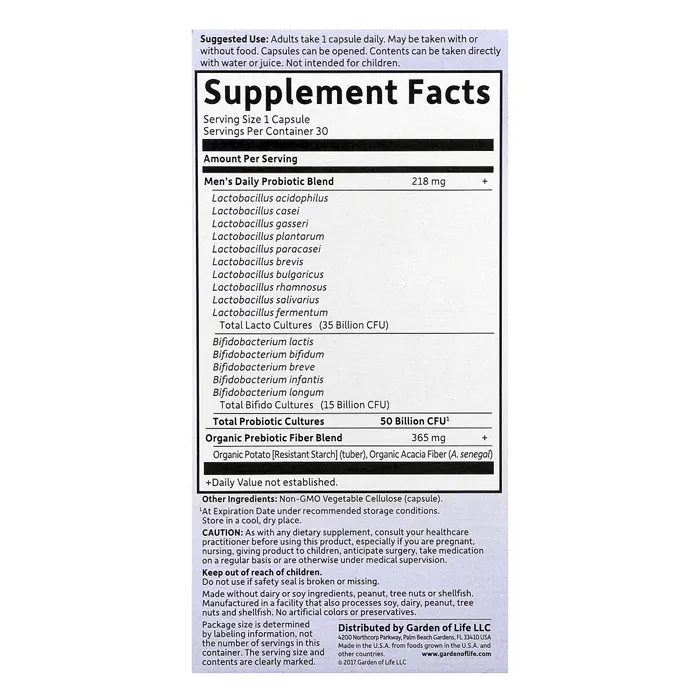 قرص پروبیوتیک مردانه گاردن آف لایف Dr. Formulated Probiotics, Once Daily Men's