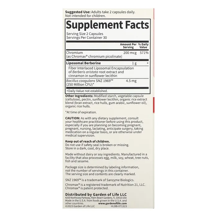 مکمل Herbals, Liposomal Berberine از برند Garden of Life