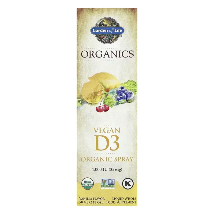 مکمل Vegan D3 Organic Spray, Vanilla از برند Garden of Life