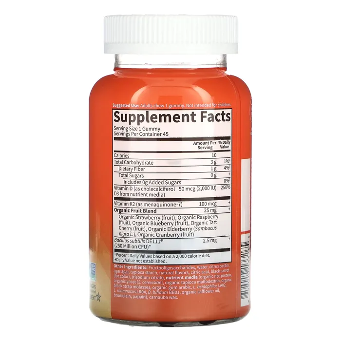 مکمل Vitamin Code Gummies، ویتامین D3 و K2، طعم تمشک و لیمو از برند Garden of Life