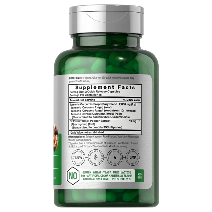 مکمل Turmeric Curcumin with Bioperine 2000mg از برند Horbaach