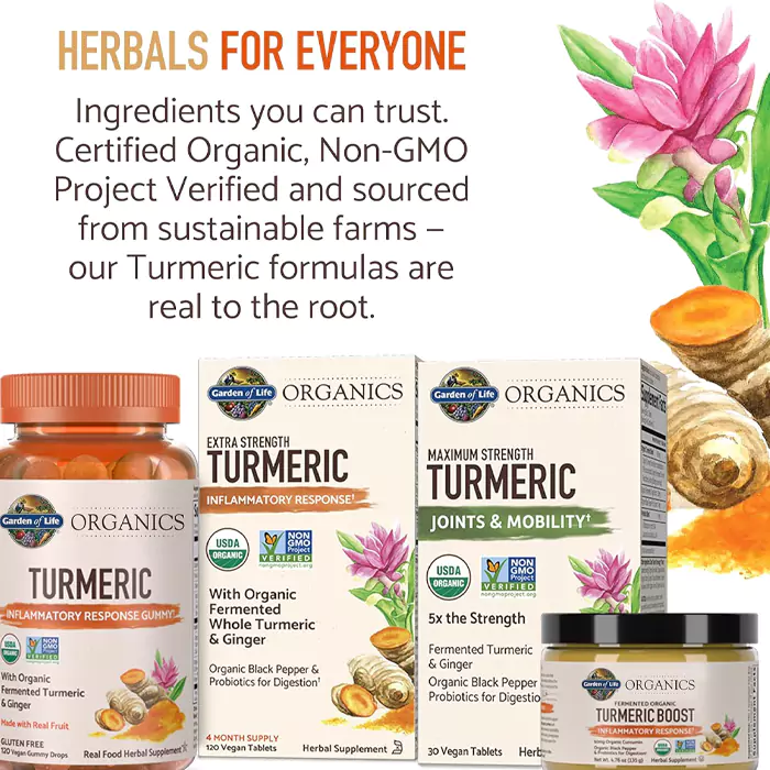 قرص زردچوبه گاردن آف لایف پاسخ التهابی Organics، Extra Strength Turmeric Garden of Life