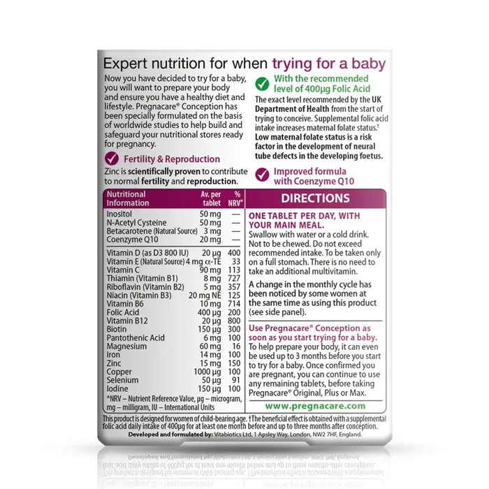 مکمل Pregnacare Conception از برند Vitabiotics