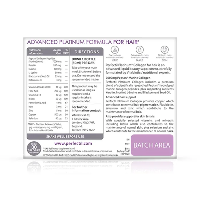مکمل Perfectil Platinum Collagen Hair Drink از برند Vitabiotics