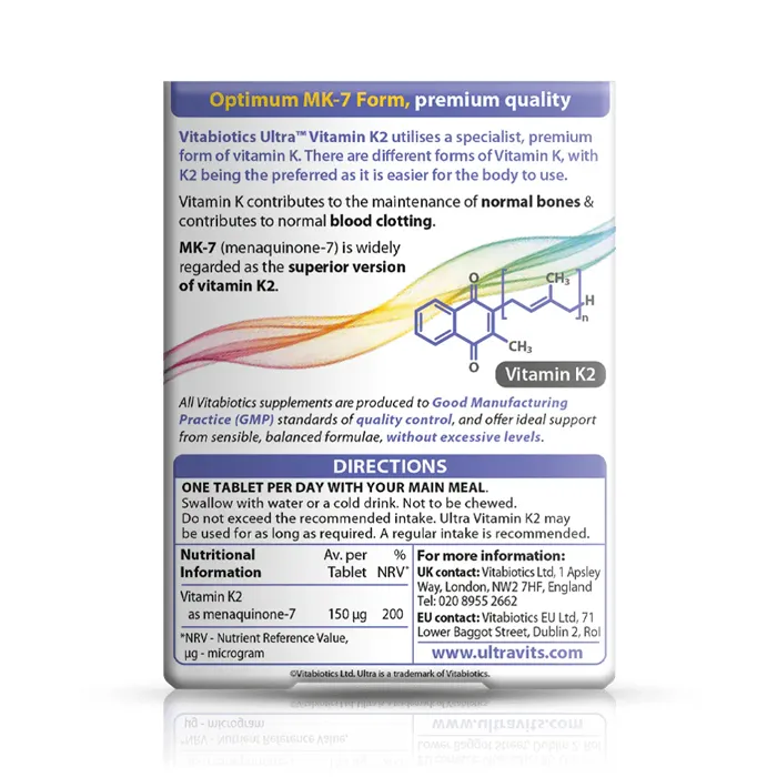 قرص ویتامین k2 ویتابیوتیکس Ultra Vitamin K2 Vitabiotics