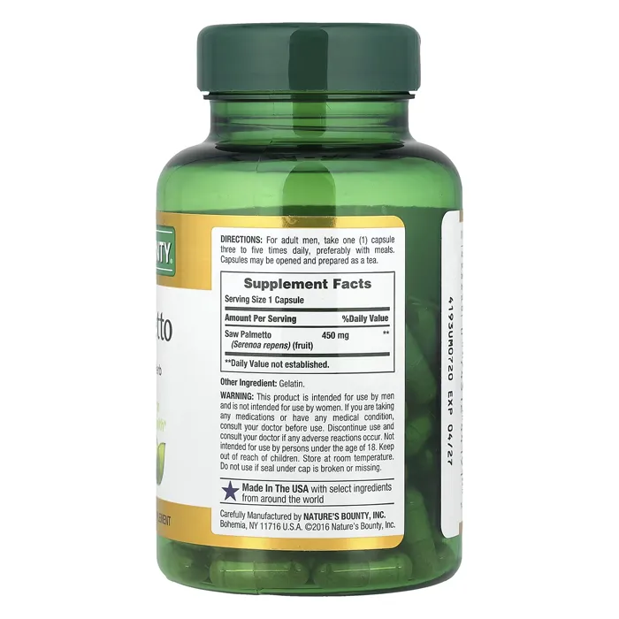 عصاره نخل اره‌ای ساوپالمتو نیچرزبونتی Saw Palmetto Nature's Bounty