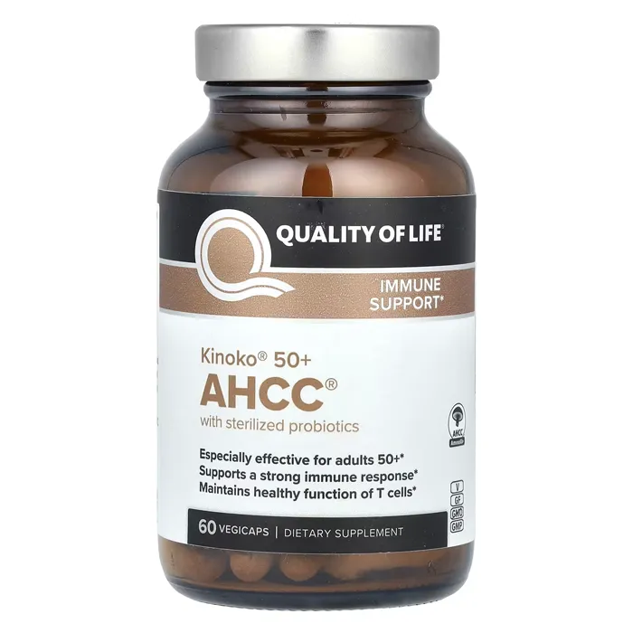کپسول AHCC Kinoko مدل +50 کوالیتی اف لایف Kinoko 50+ AHCC with Sterilized Probiotics Quality of Life