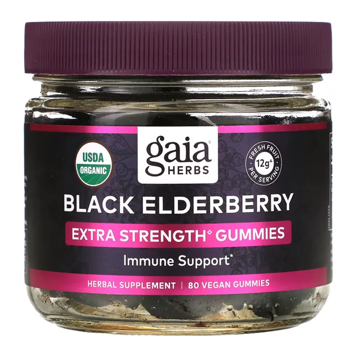 مکمل Black Elderberry, Immune Support Gummies از برند Gaia Herbs