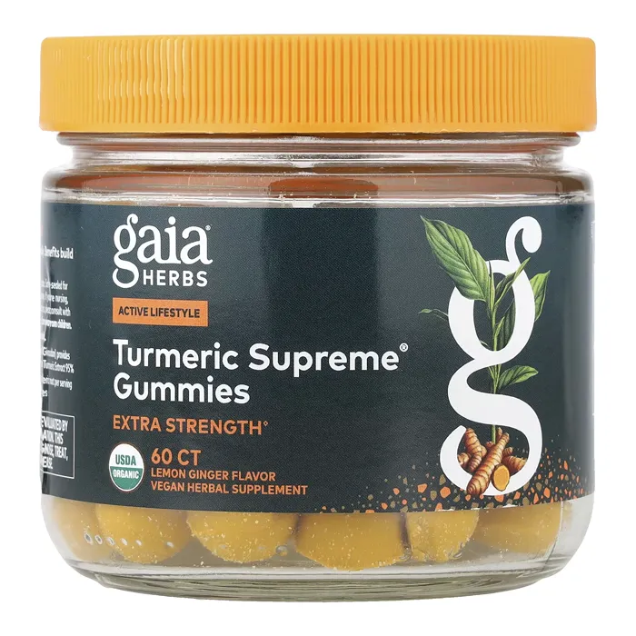 پاستیل زردچوبه زنجبیل لیمو گایا هربز Turmeric Supreme, Lemon Ginger  Gaia Herbs