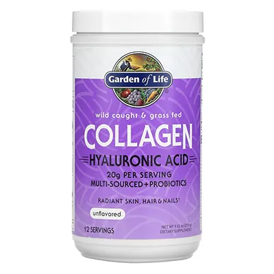 مکمل Wild Caught Grass Fed Collagen, Hyaluronic Acid, Unflavored از برند Garden of Life