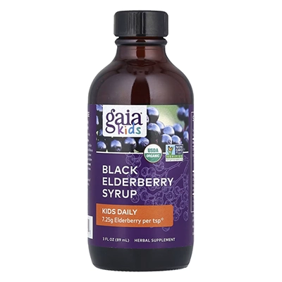 شربت بلک الدربری گایا هربز Kids, Black Elderberry Syrup  Gaia Herbs