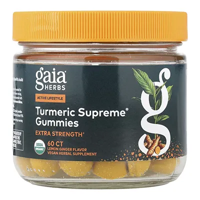 پاستیل زردچوبه زنجبیل لیمو گایا هربز Turmeric Supreme, Lemon Ginger  Gaia Herbs