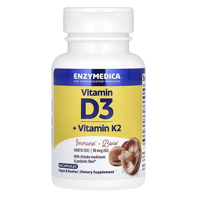 قرص ویتامین k2 و d3 انزایم‌دیکا Vitamin D3 + Vitamin K2 Enzymedica